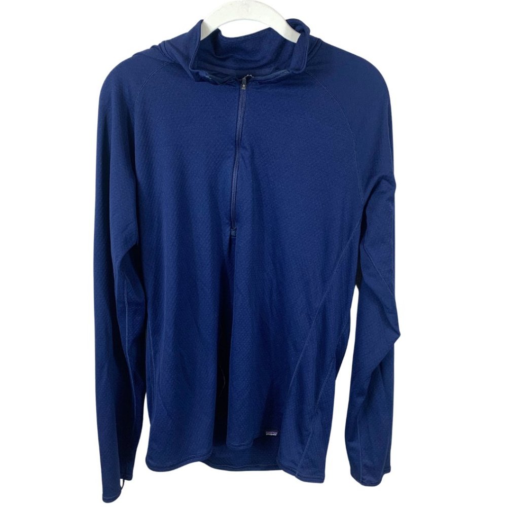 Patagonia Men's Long Sleeve Hoodie Quarter-Zip in Navy Blue